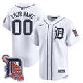 Detroit Tigers Logo Patch Baseball Custom Jersey - All Stitched - Men, Cool White