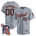 Detroit Tigers Logo Patch Baseball Custom Jersey - All Stitched - Youth, Cool Grey