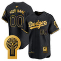 Dodgers 1981 Cooperstown Custom Jersey - All Stitched - Men, Black Gold