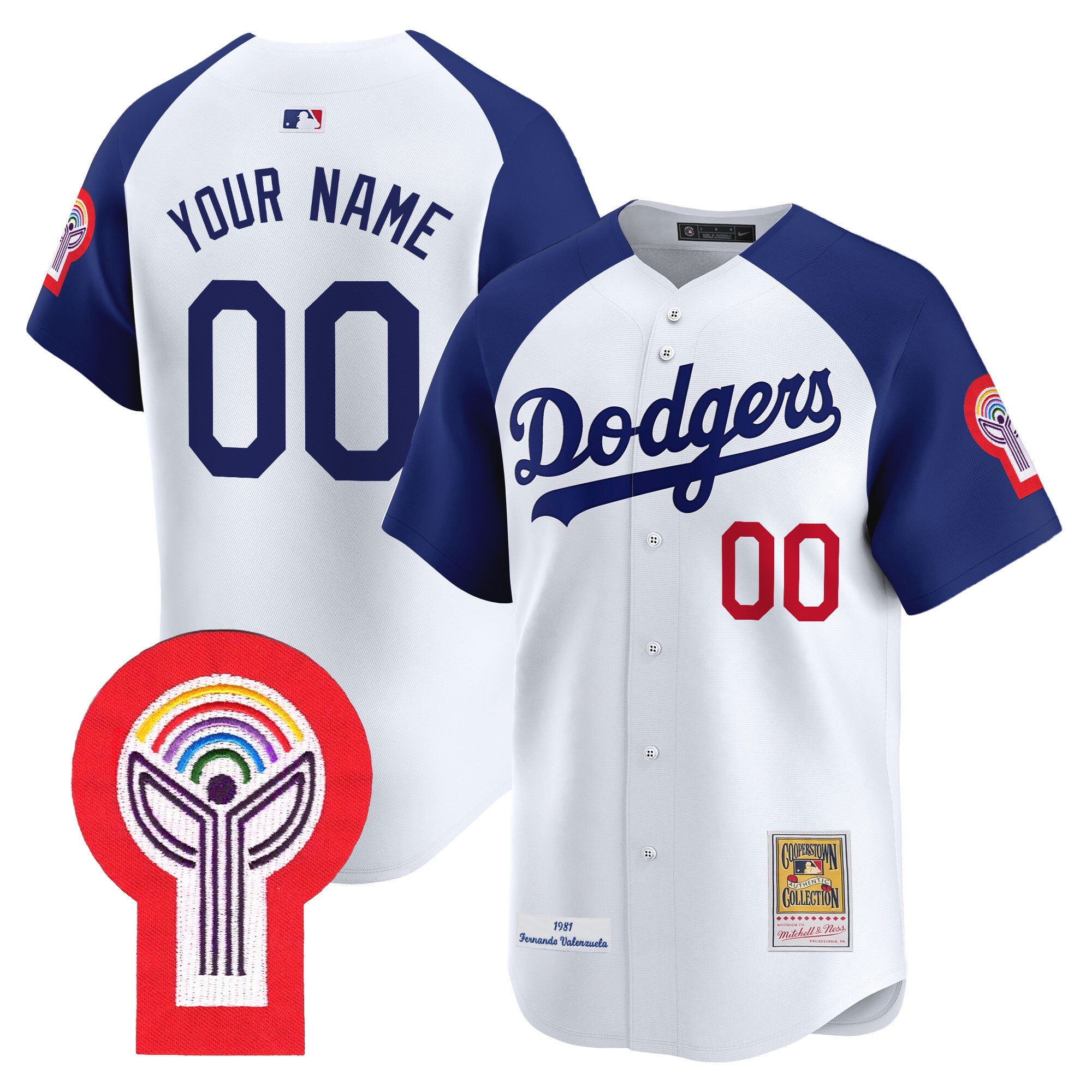 Dodgers 1981 Cooperstown Custom Jersey - All Stitched - Men, White Alternate