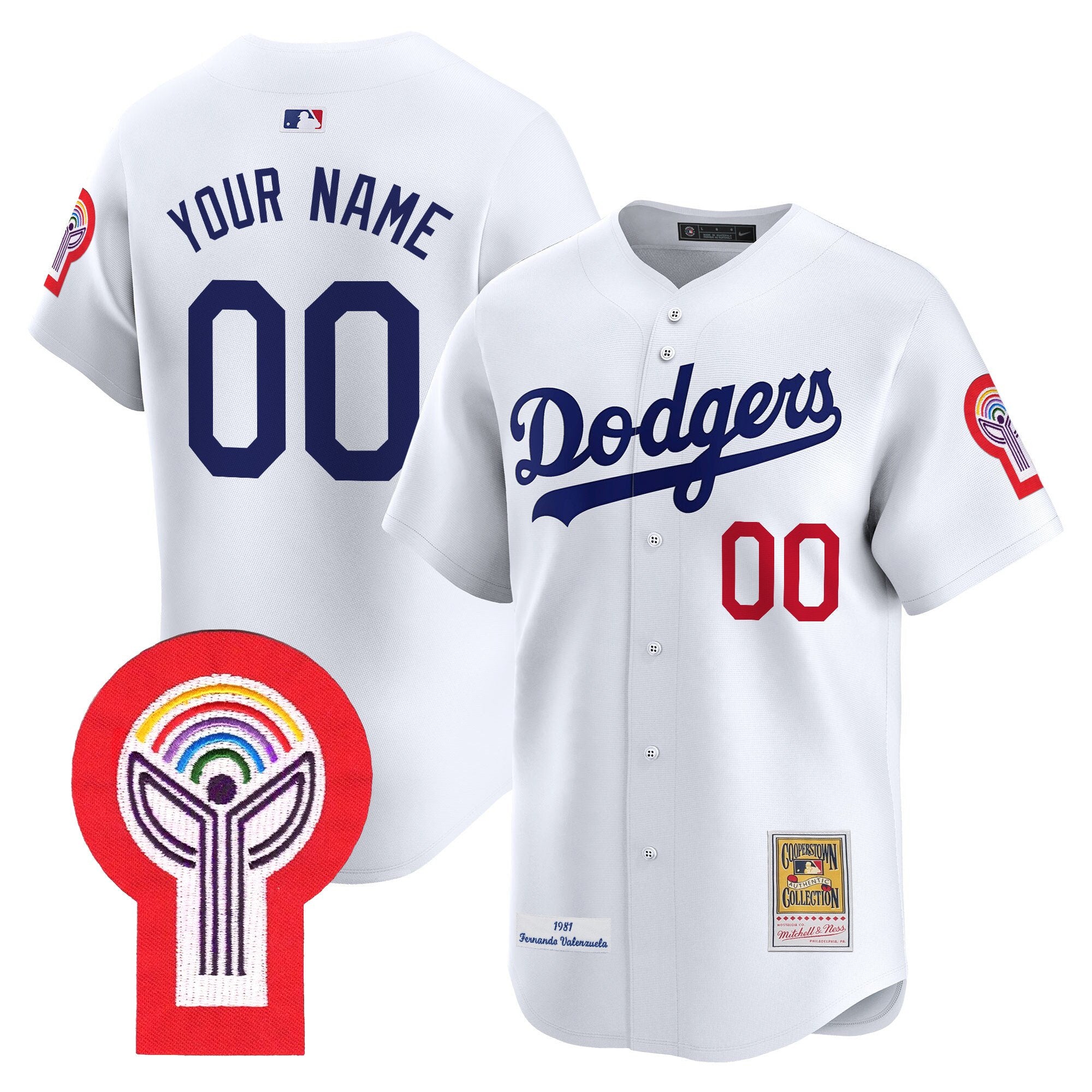 Dodgers 1981 Cooperstown Custom Jersey - All Stitched - Men, White