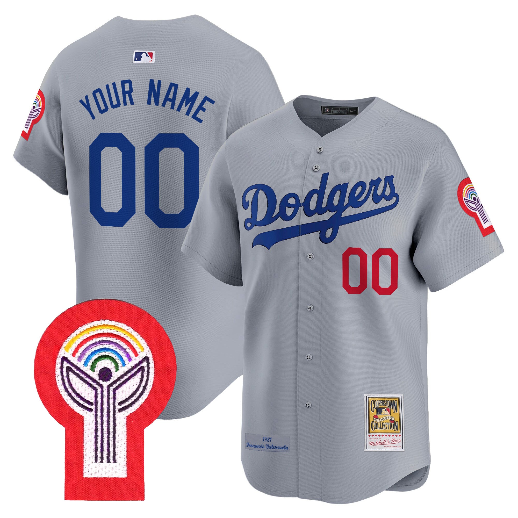 Dodgers 1981 Cooperstown Custom Jersey - All Stitched - Men, Gray