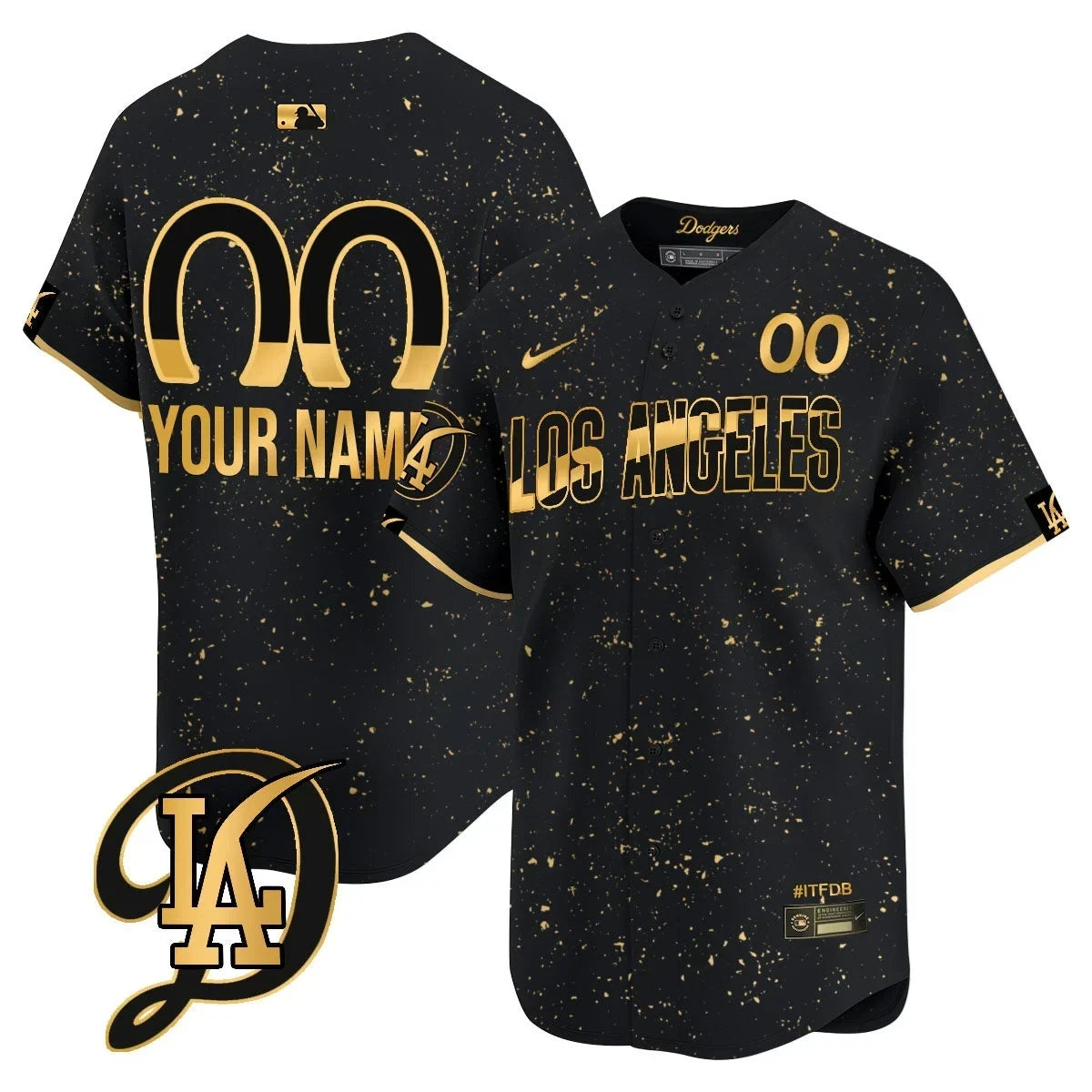 Dodgers 2024 City Connect Limited Custom Jersey - All Stitched - Men, Black Gold