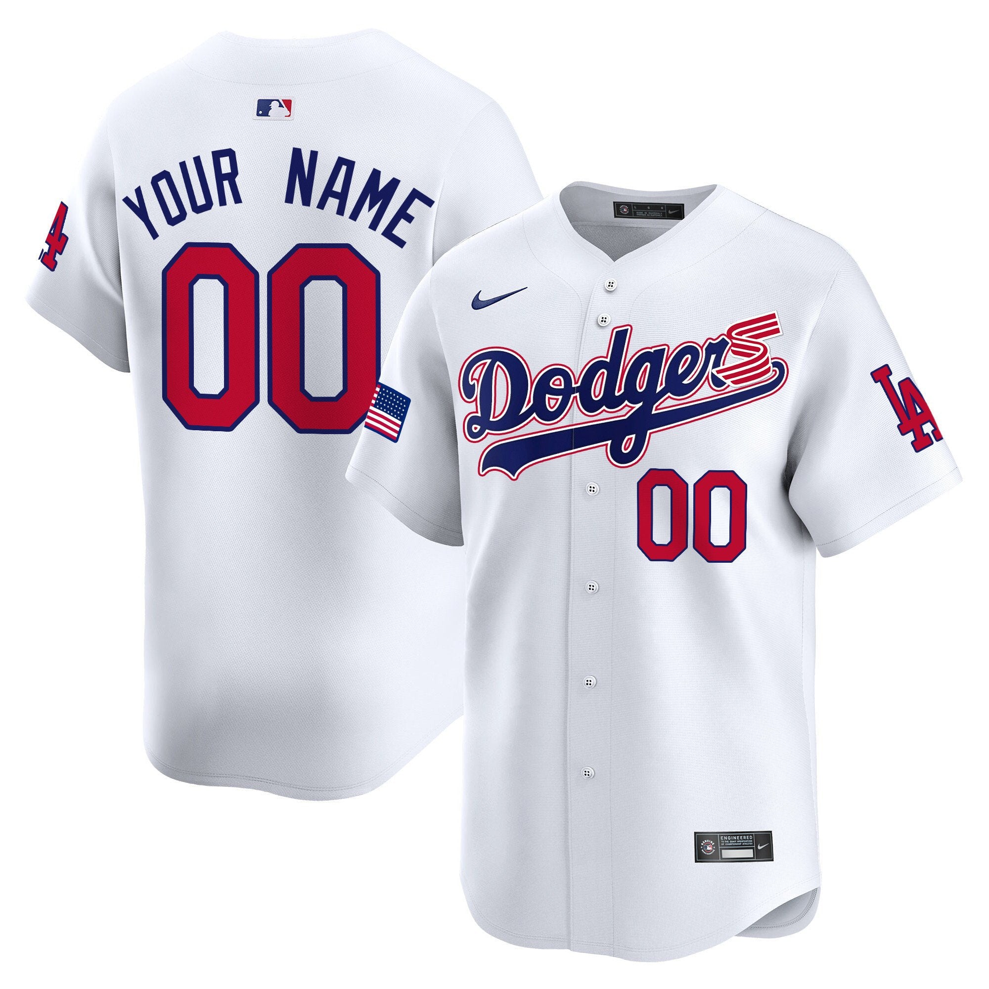 Dodgers 2024 Independence Day Vapor Premier Limited Custom Jersey - All Stitched - Men, White