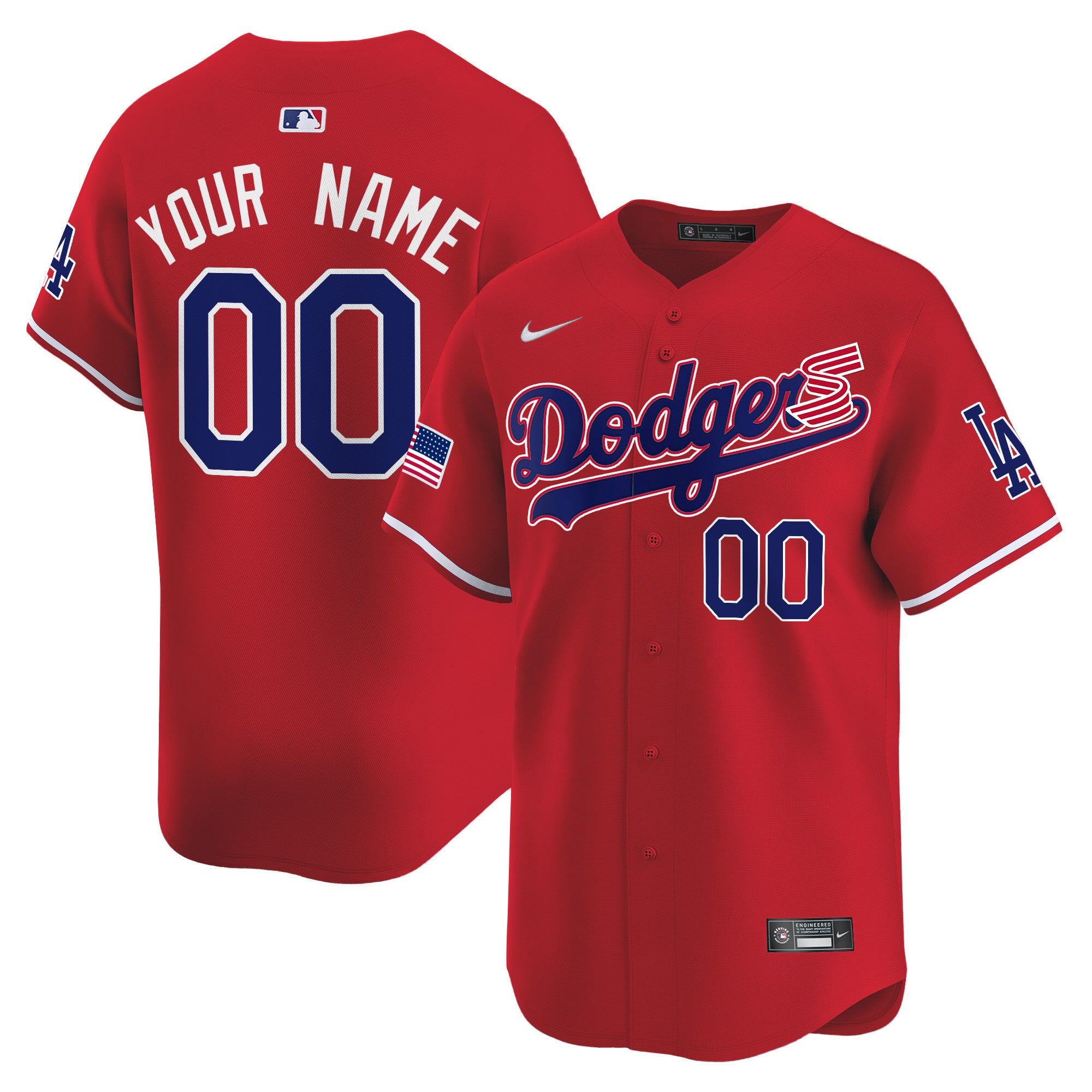 Dodgers 2024 Independence Day Vapor Premier Limited Custom Jersey - All Stitched - Men, Red