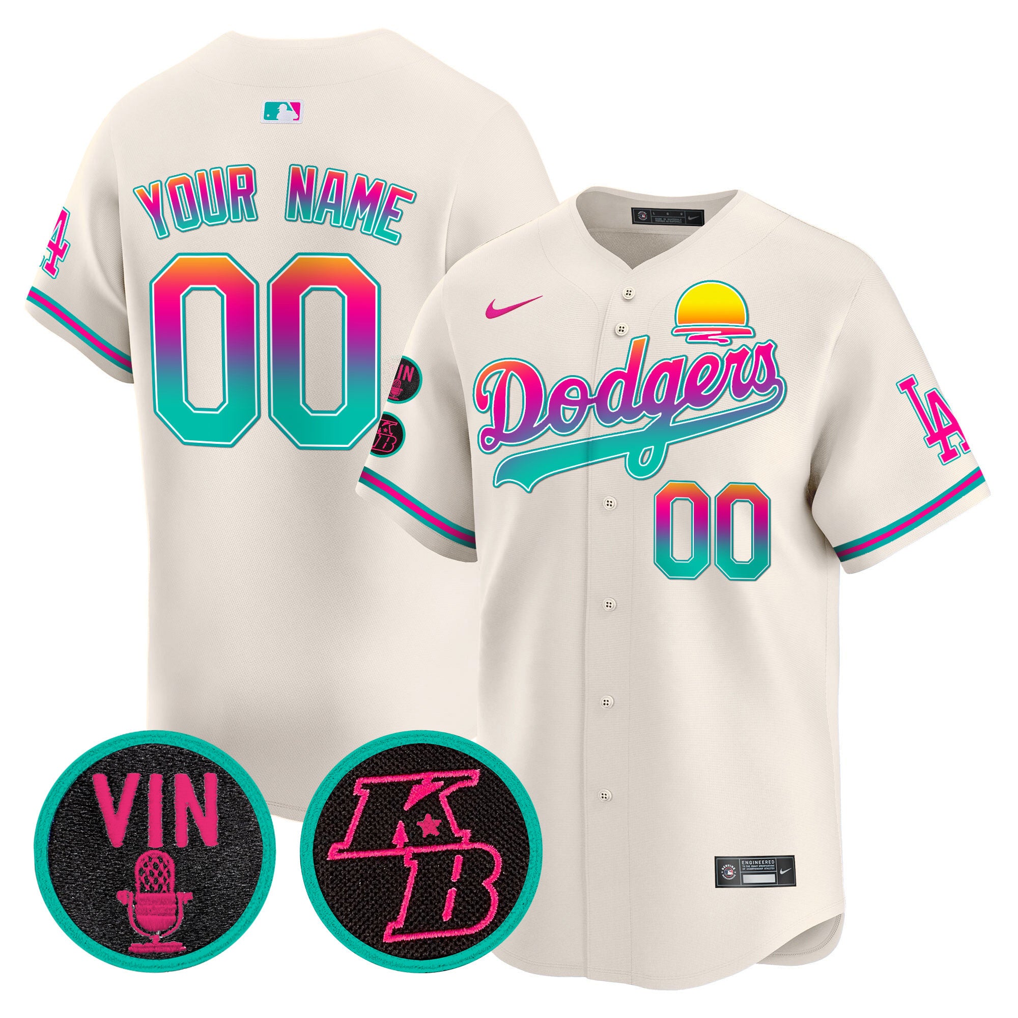 Dodgers 2024 Los Angeles City Style Vapor Premier Limited Custom Jersey V2 - All Stitched - Men, Cream