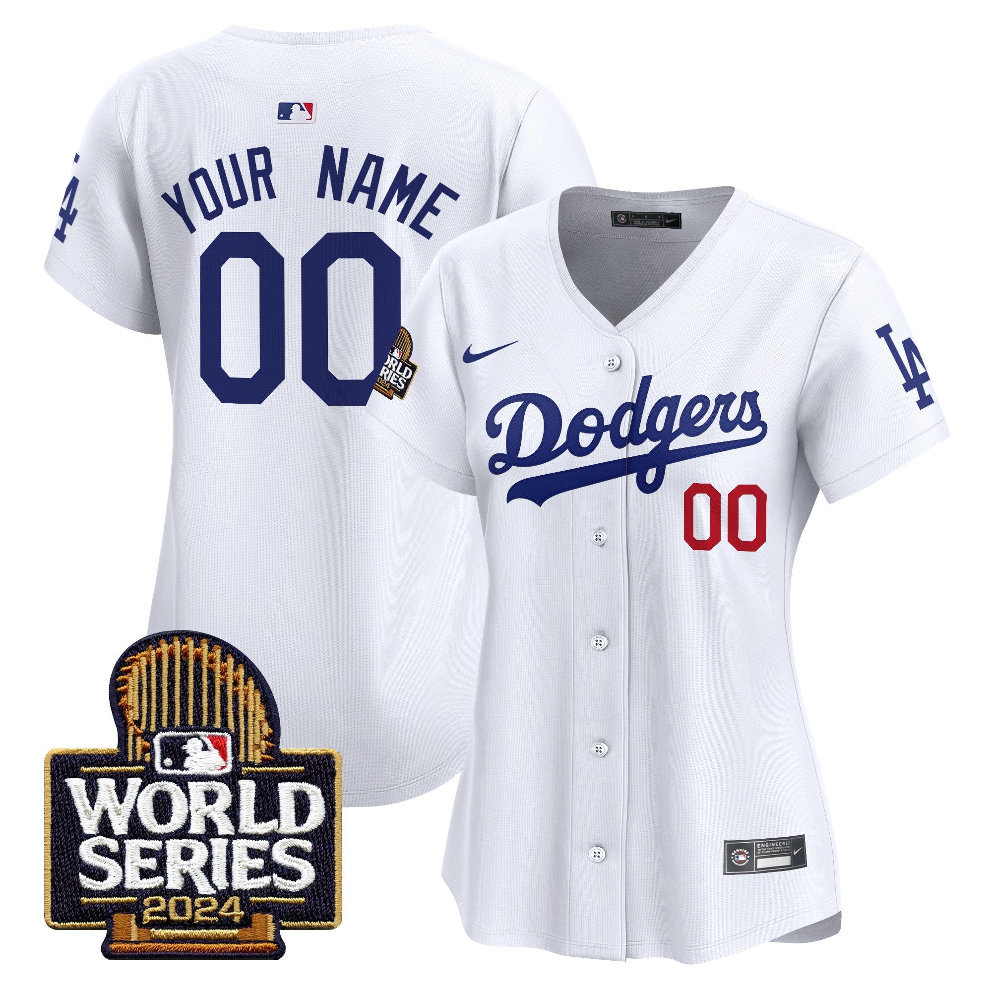 Dodgers 2024 World Series Vapor Premier Limited Custom Jersey - All Stitched - Women, White