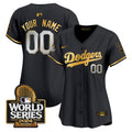 Dodgers 2024 World Series Vapor Premier Limited Custom Jersey - All Stitched - Women, Black Gold