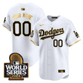 Dodgers 2024 World Series Vapor Premier Limited Custom Jersey - All Stitched - Men, White Gold