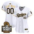 Dodgers 2024 World Series Vapor Premier Limited Custom Jersey - All Stitched - Women, White Gold
