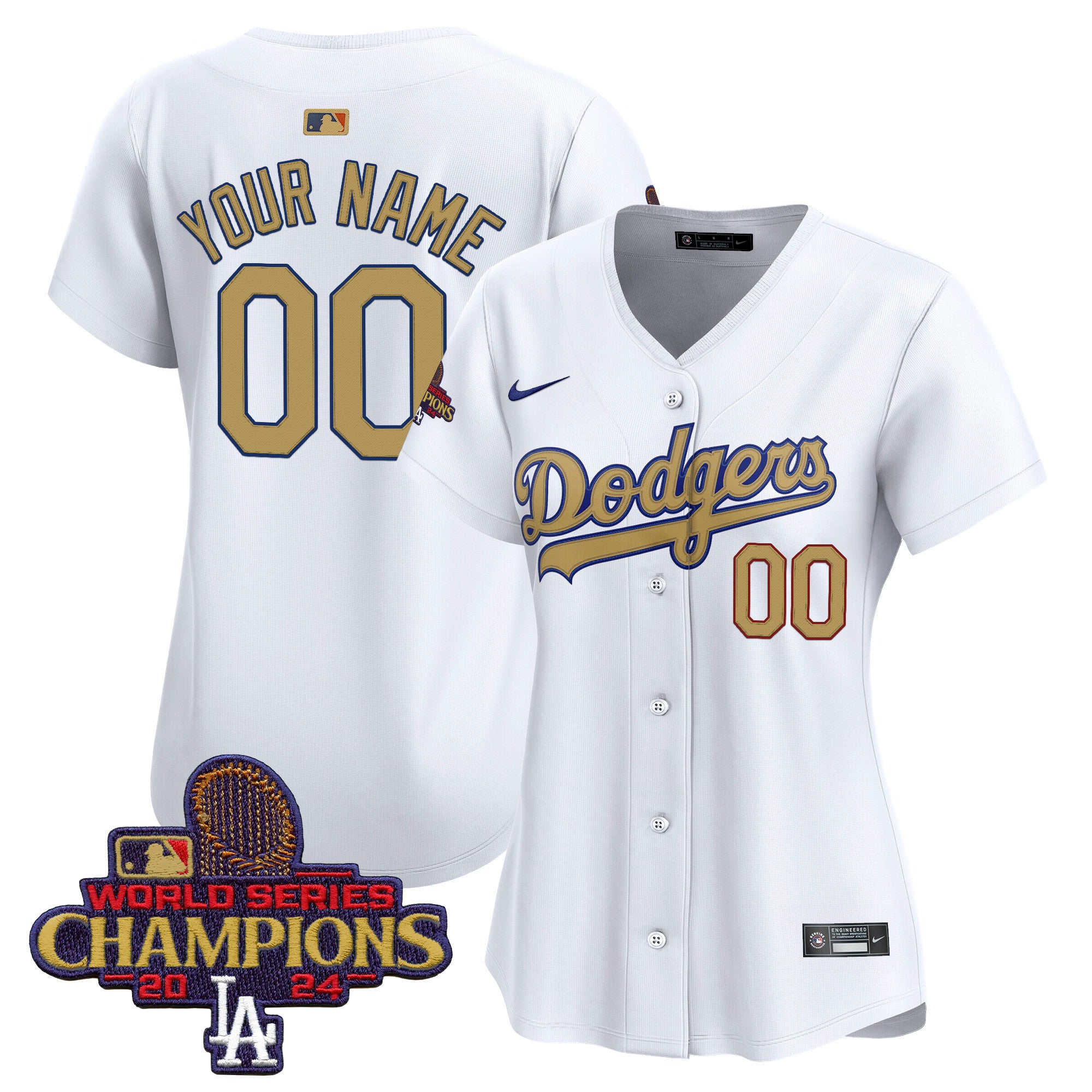 Men's Dodgers 2024 World Series Champions Gold Trim Vapor Premier Limited Jersey V3 - All Stitched - Black Gold, Freddie Freeman