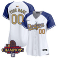 Men's Dodgers 2024 World Series Champions Gold Trim Vapor Premier Limited Jersey V3 - All Stitched - Black Gold, Fernando Valenzuela