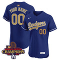 Men's Dodgers 2024 World Series Champions Gold Trim Vapor Premier Limited Jersey V3 - All Stitched - Black Gold, Shohei Ohtani