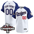 Dodgers 2025 National League Champions Vapor Premier Limited Custom Jersey - All Stitched - Youth, White Alternate
