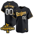 Dodgers 2025 National League Champions Vapor Premier Limited Custom Jersey - All Stitched - Men, Black Gold