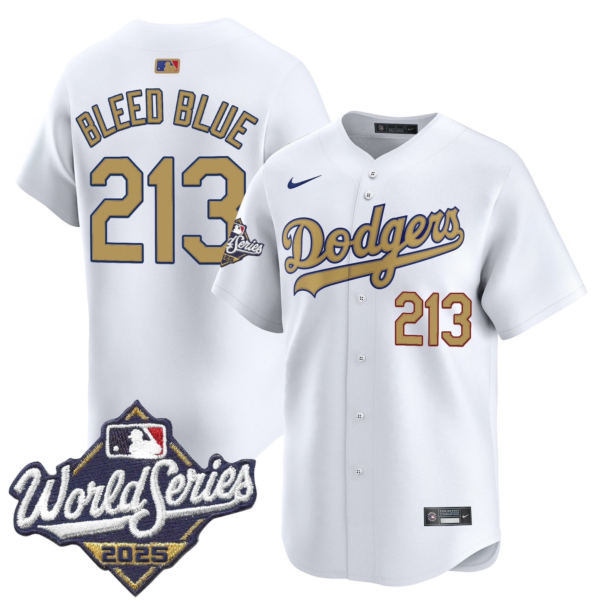 Dodgers 2025 World Series Gold Vapor Premier Limited Jersey - All Stitched - Men, Bleed Blue 213