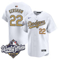 Dodgers 2025 World Series Gold Vapor Premier Limited Jersey - All Stitched - Men, Clayton Kershaw