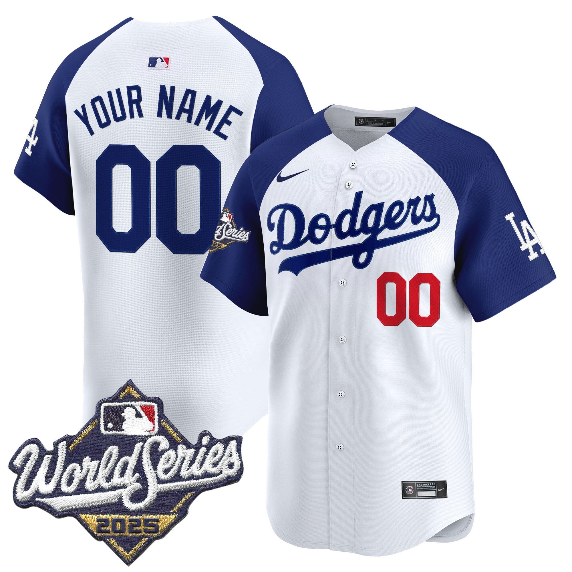 Dodgers 2025 World Series Vapor Premier Limited Custom Jersey - All Stitched - Men, White Alternate