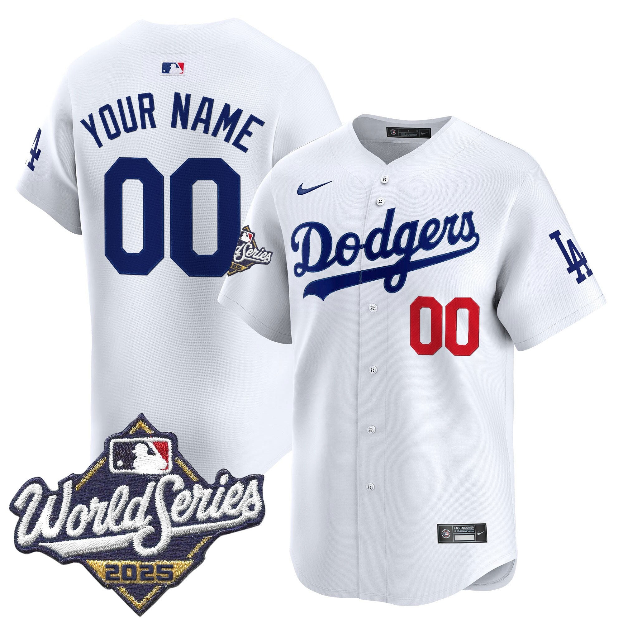 Dodgers 2025 World Series Vapor Premier Limited Custom Jersey - All Stitched - Men, White
