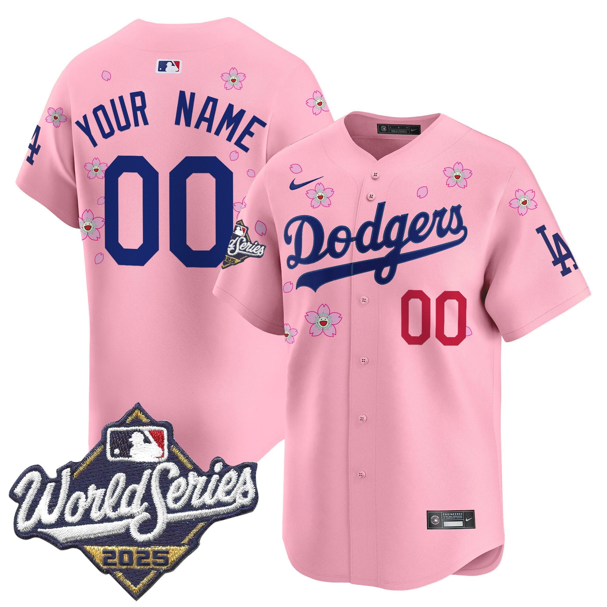 Dodgers 2025 World Series x Tokyo Series Vapor Premier Limited Custom Jersey - All Stitched - Men, Cherry Blossom