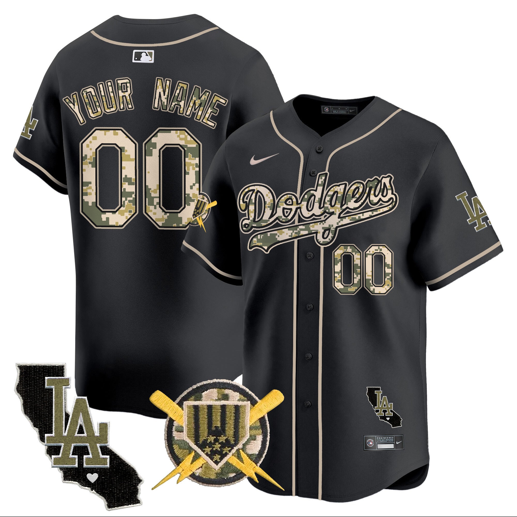Dodgers Armed Forces Day Vapor Premier Limited Custom Jersey - All Stitched - Men, Black