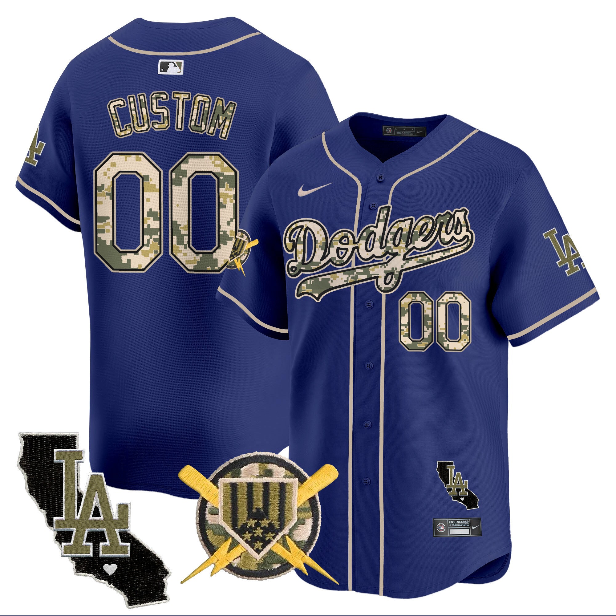 Dodgers Armed Forces Day Vapor Premier Limited Custom Jersey - All Stitched - Men, Royal