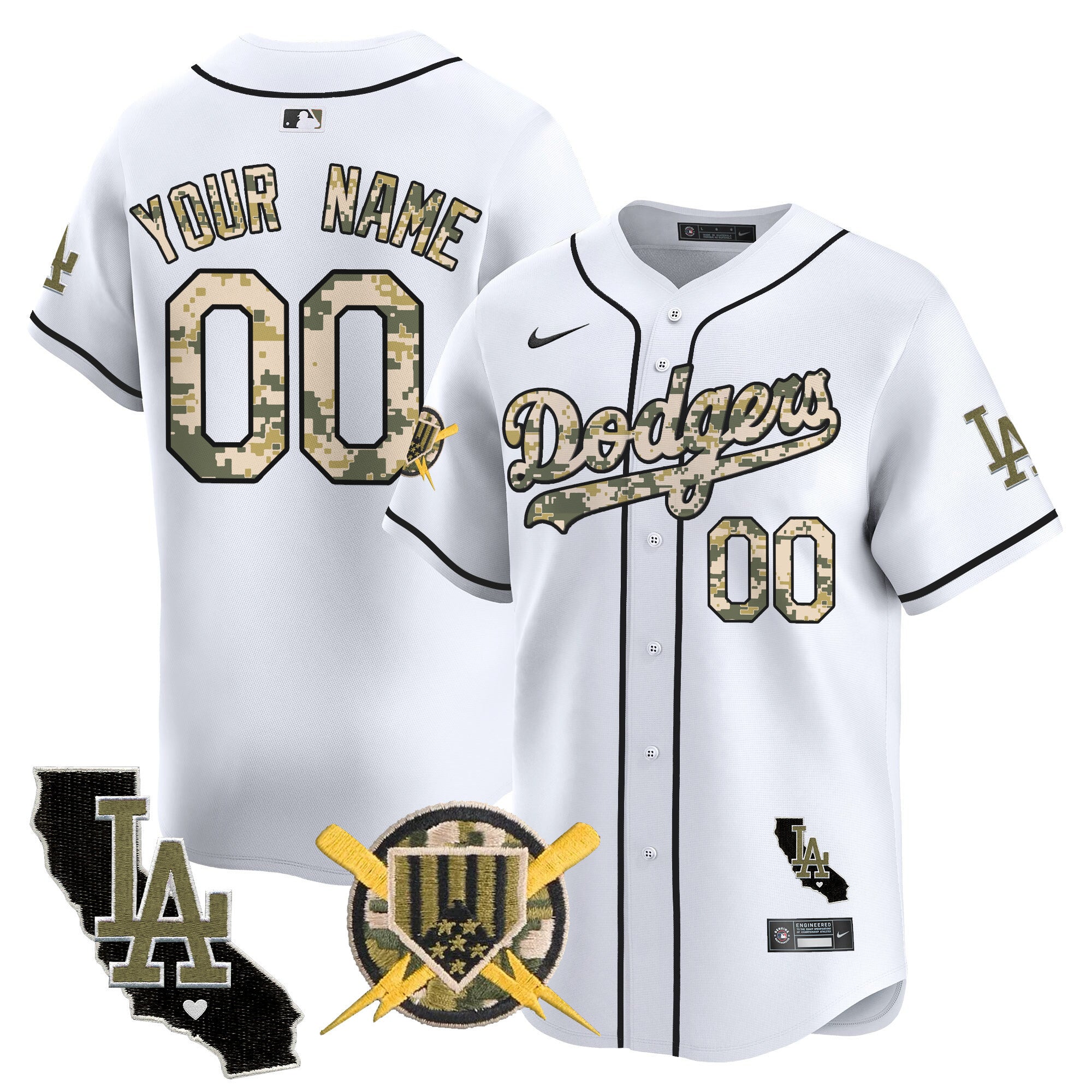 Dodgers Armed Forces Day Vapor Premier Limited Custom Jersey - All Stitched - Men, White