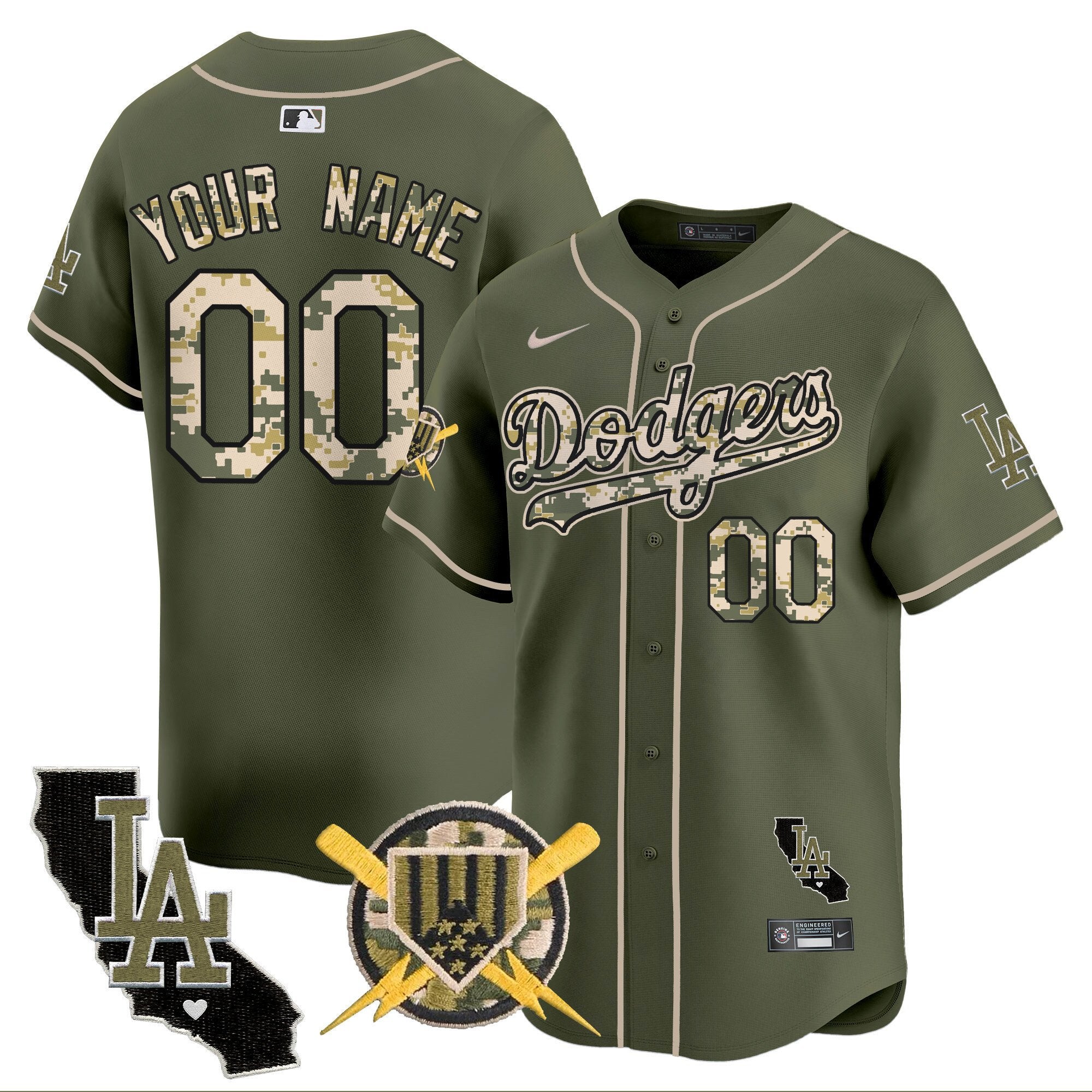 Dodgers Armed Forces Day Vapor Premier Limited Custom Jersey - All Stitched - Men, Green
