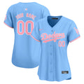 Dodgers Bubblegum Pink Vapor Premier Limited Custom Jersey - All Stitched - Women, Light Blue
