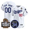 Dodgers Fernando Memorial & 2024 World Series Patch Vapor Premier Limited Custom Jersey V2 - All Stitched - Men, White