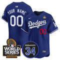 Dodgers Fernando Memorial & 2024 World Series Patch Vapor Premier Limited Custom Jersey V2 - All Stitched - Men, Royal
