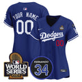 Dodgers Fernando Memorial & 2024 World Series Patch Vapor Premier Limited Custom Jersey V2 - All Stitched - Women, Royal