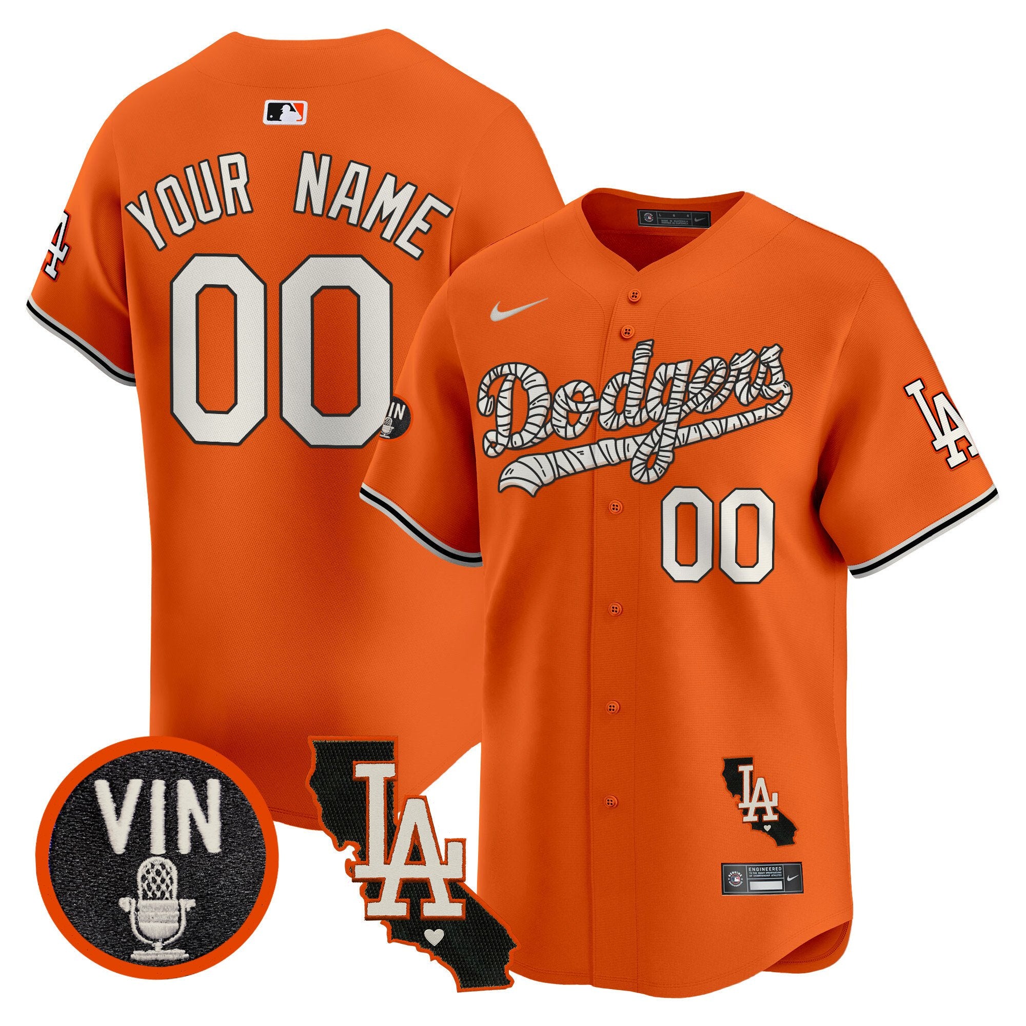 Dodgers Halloween Vapor Premier Limited Custom Jersey - All Stitched - Men, Orange