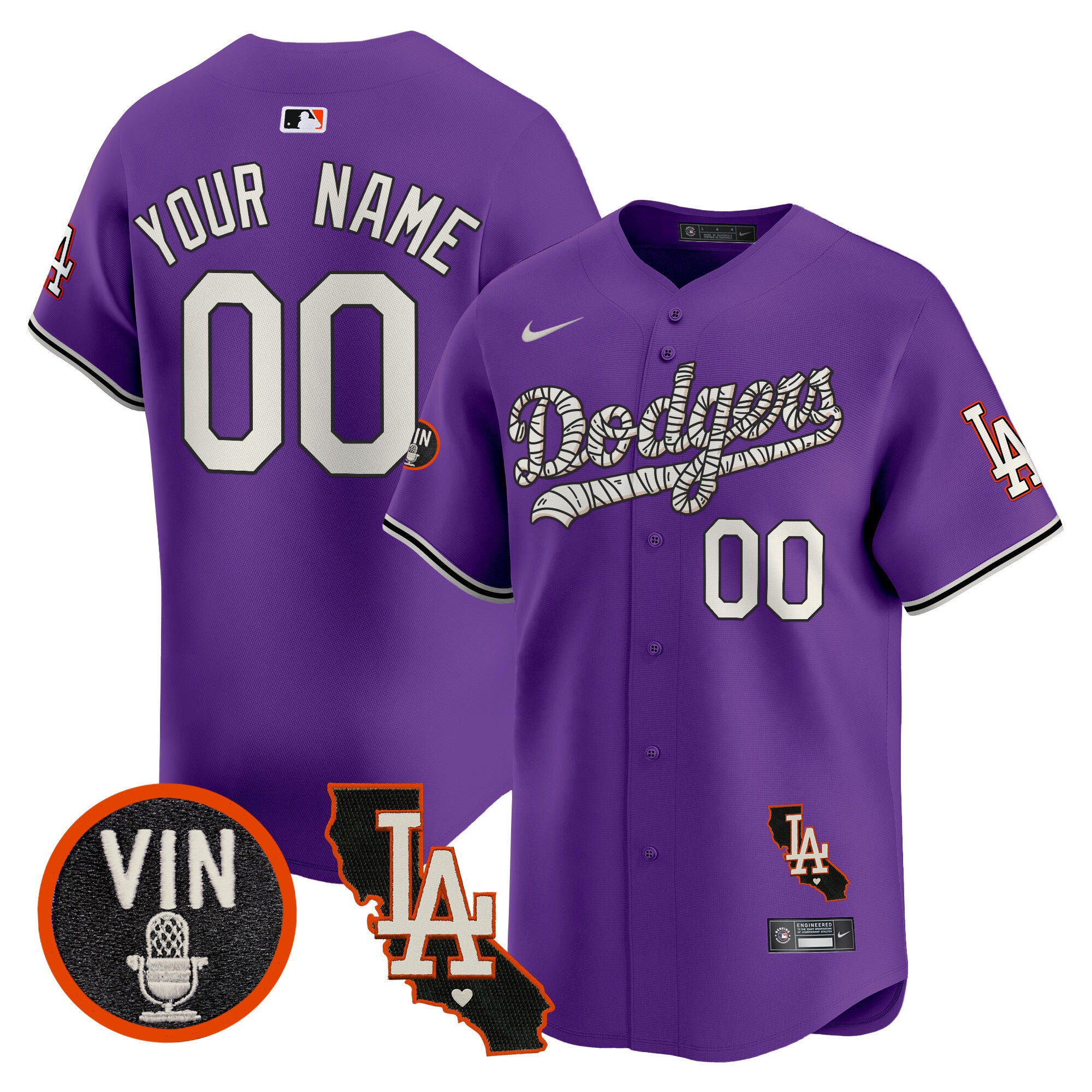 Dodgers Halloween Vapor Premier Limited Custom Jersey - All Stitched - Men, Purple