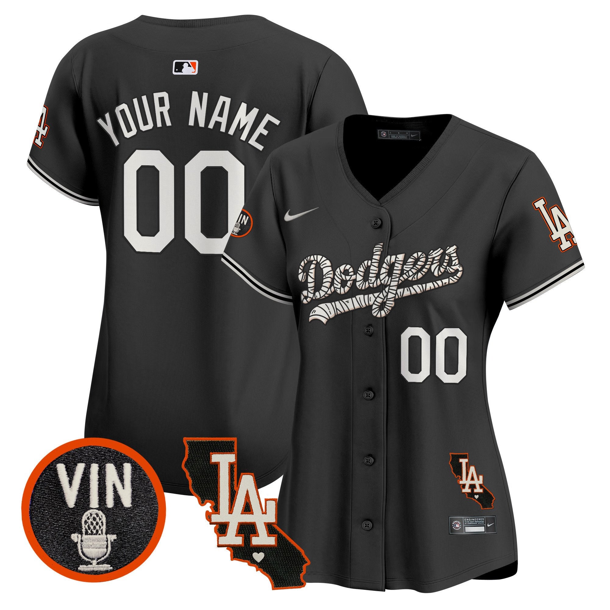 Dodgers Halloween Vapor Premier Limited Custom Jersey - All Stitched - Women, Black