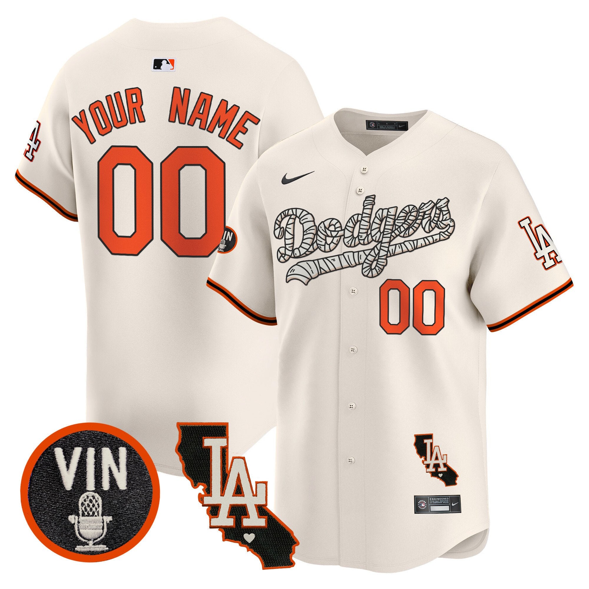 Dodgers Halloween Vapor Premier Limited Custom Jersey - All Stitched - Men, Cream