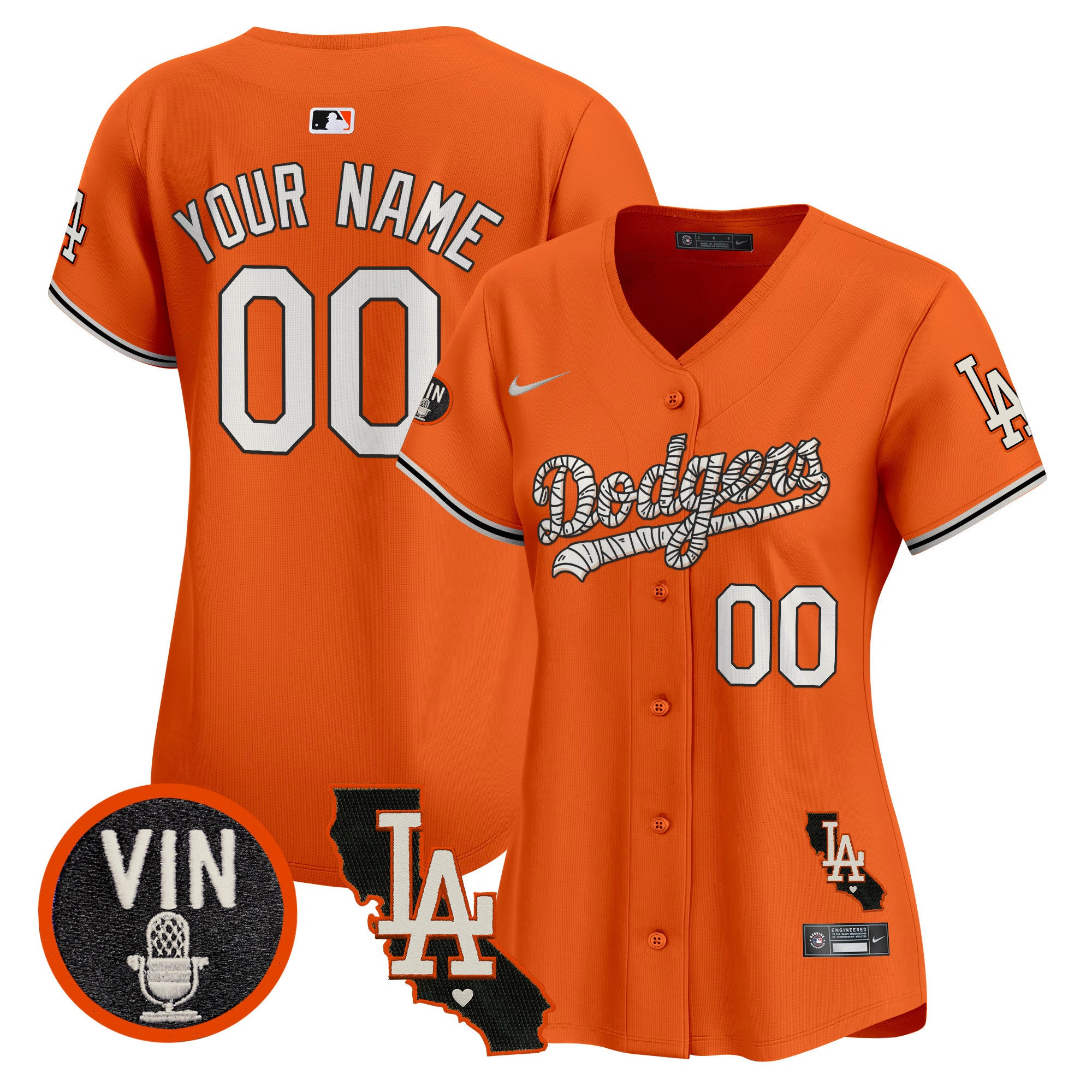 Dodgers Halloween Vapor Premier Limited Custom Jersey - All Stitched - Women, Orange