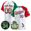 Dodgers Mexico Fernando Memorial & 2024 World Series Patch Vapor Premier Limited Custom Jersey - All Stitched - Men, Alternate