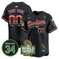 Dodgers Mexico Fernando Memorial & 2024 World Series Patch Vapor Premier Limited Custom Jersey - All Stitched - Men, Black