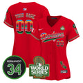 Dodgers Mexico Fernando Memorial & 2024 World Series Patch Vapor Premier Limited Custom Jersey V2 - All Stitched - Women, Red