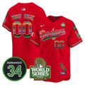 Dodgers Mexico Fernando Memorial & 2024 World Series Patch Vapor Premier Limited Custom Jersey V2 - All Stitched - Men, Red