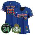Dodgers Mexico Fernando Memorial & 2024 World Series Patch Vapor Premier Limited Custom Jersey V2 - All Stitched - Women, Royal