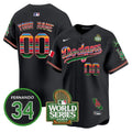 Dodgers Mexico Fernando Memorial & 2024 World Series Patch Vapor Premier Limited Custom Jersey V2 - All Stitched - Men, Black