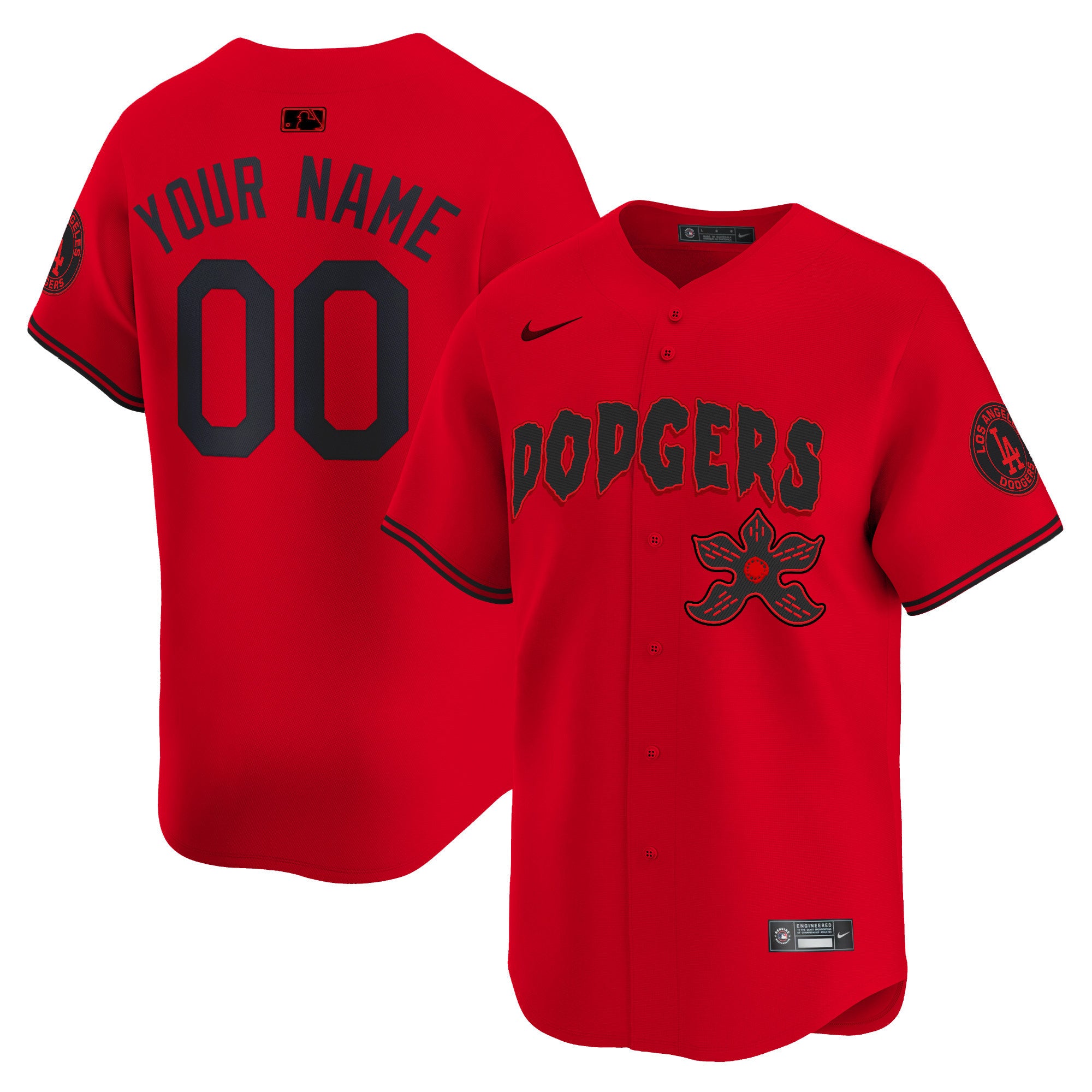 Dodgers Stranger Things Vapor Premier Limited Custom Jersey - All Stitched - Men, Red