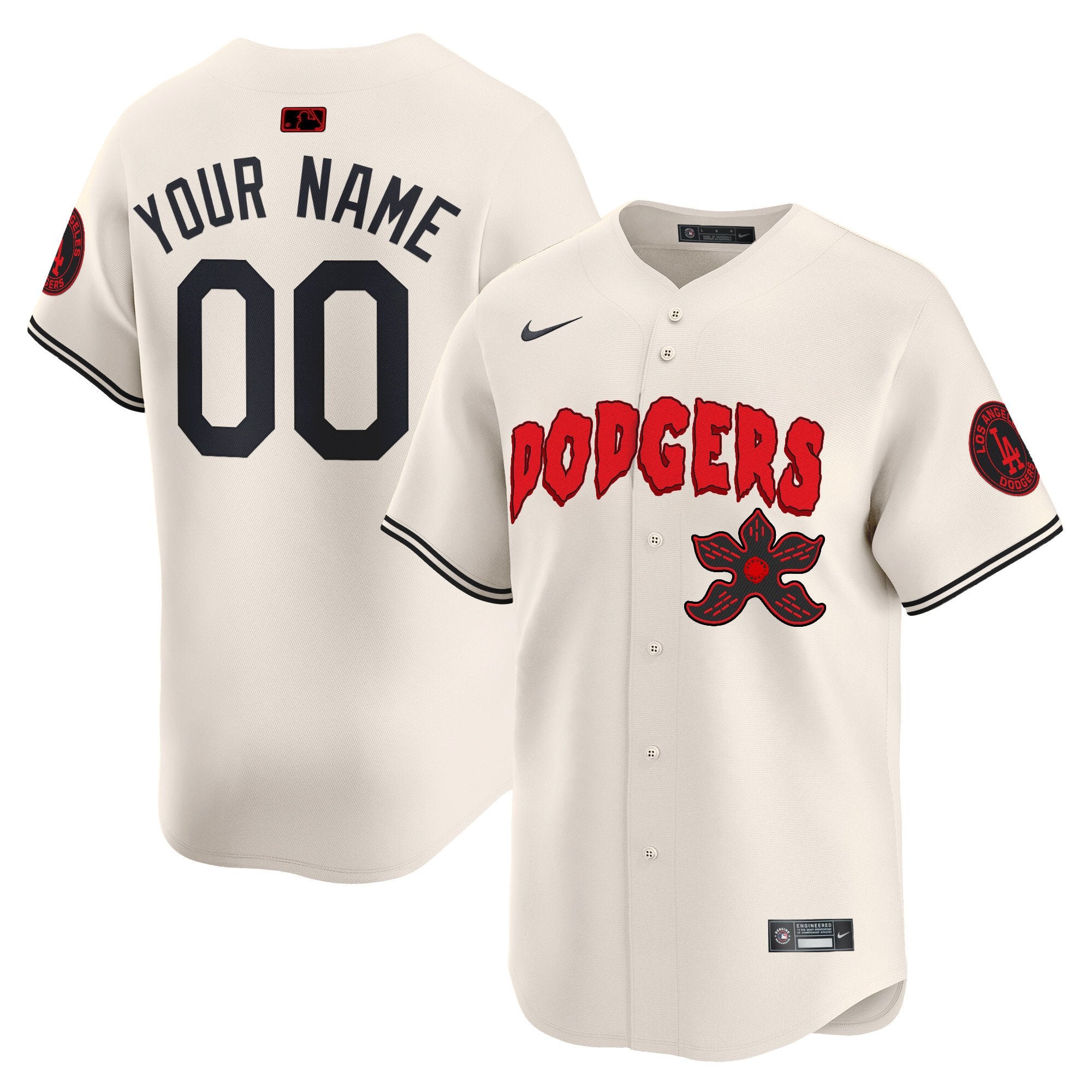 Dodgers Stranger Things Vapor Premier Limited Custom Jersey - All Stitched - Men, Cream