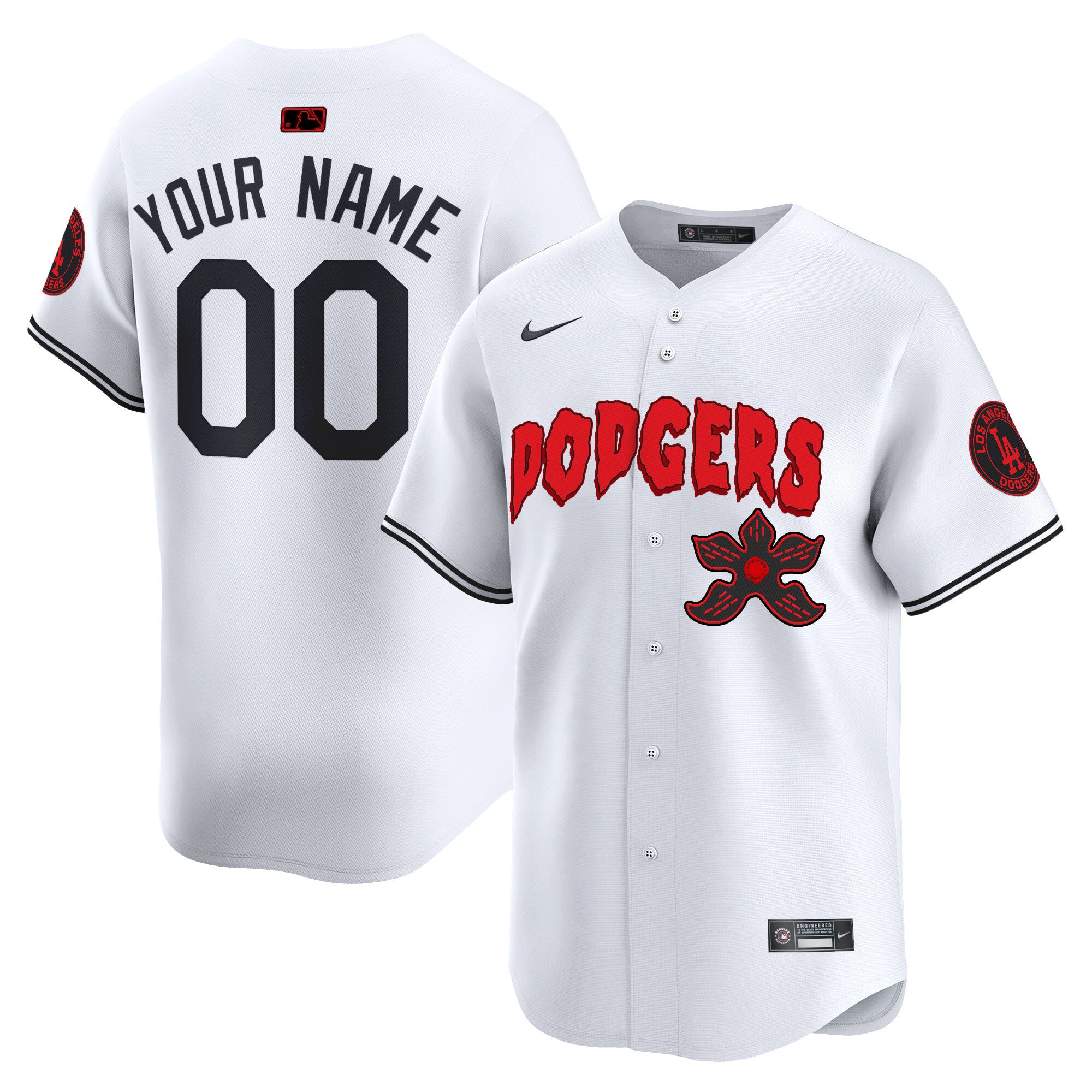 Dodgers Stranger Things Vapor Premier Limited Custom Jersey - All Stitched - Men, White