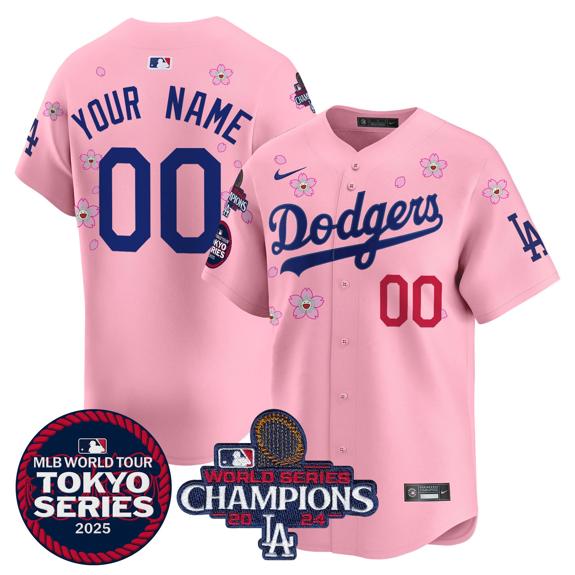 Men's Dodgers 2024 World Series Champions Patch Vapor Premier Limited Jersey V2 - All Stitched - White, Tommy Edman