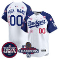 Men's Dodgers 2024 World Series Champions Patch Vapor Premier Limited Jersey V2 - All Stitched - White, Team