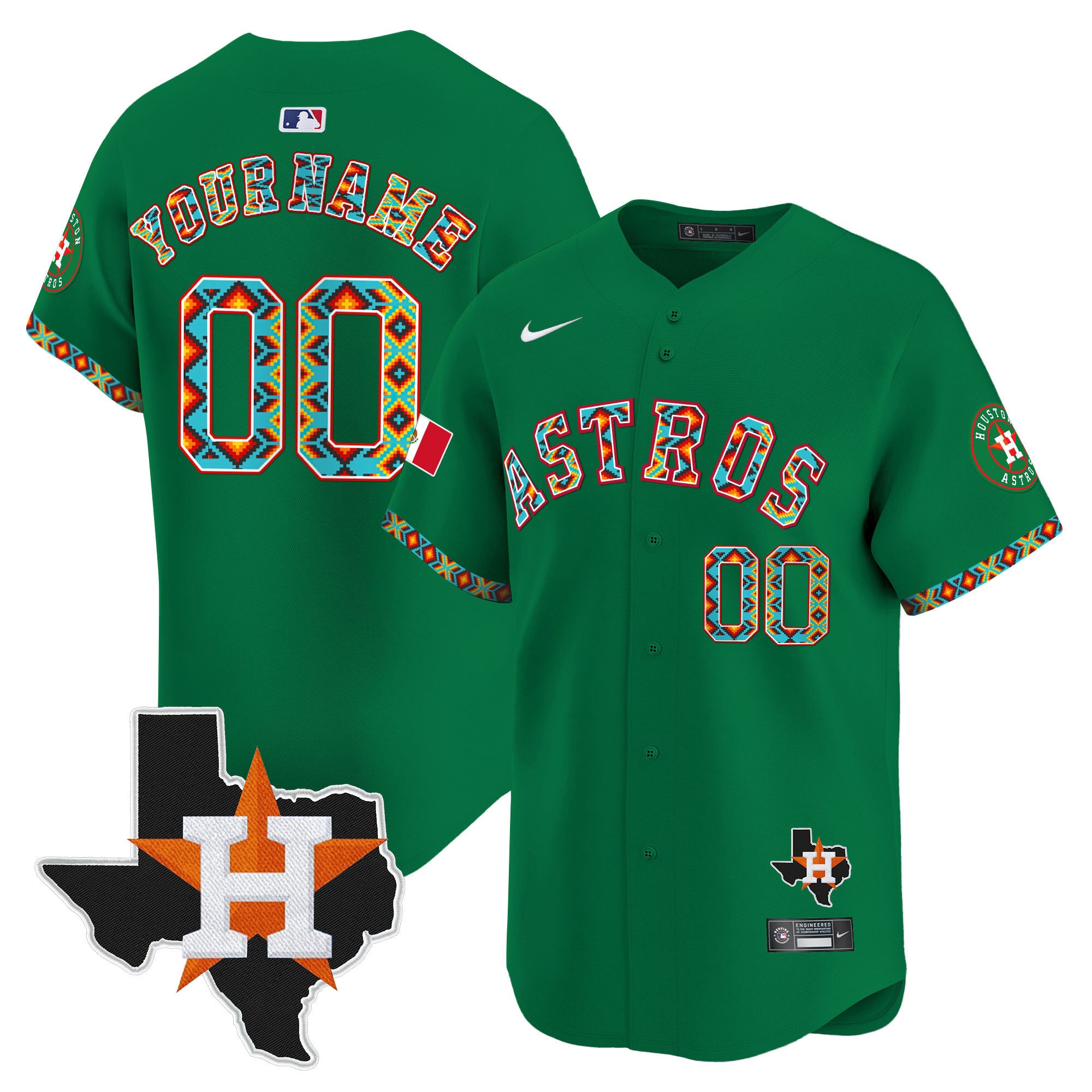 Houston Astros Mexico Vapor Premier Limited Custom Jersey V3 - All Stitched - Men, Green