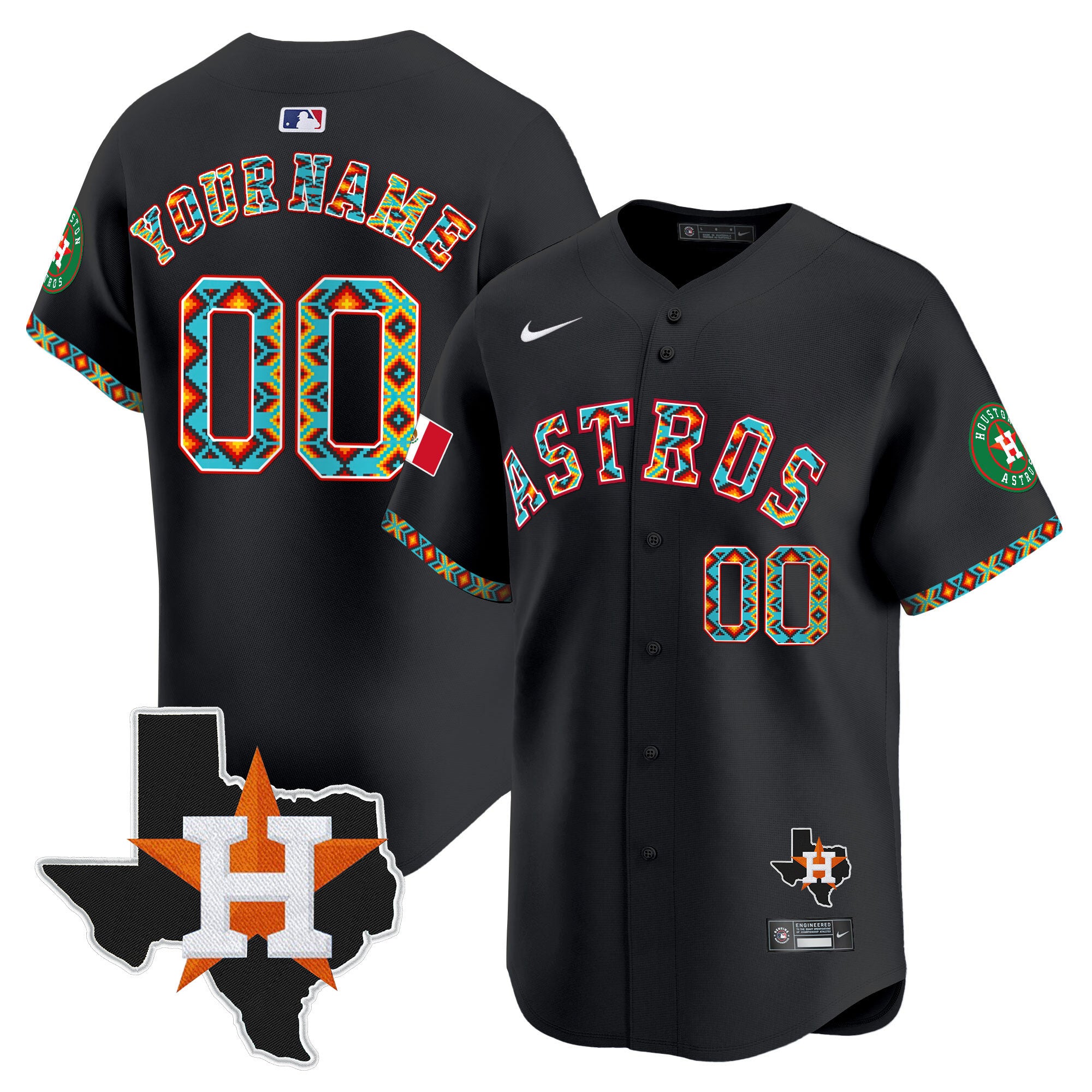 Houston Astros Mexico Vapor Premier Limited Custom Jersey V3 - All Stitched - Men, Black